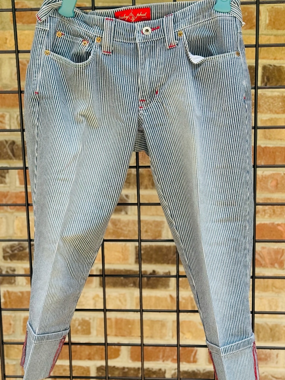 Baby Phat Blue & White Pinstripe Cotton Chinos